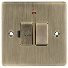 D-FS13DPN-ABM 13A Switched Fused Spur with Neon Metal Insert Antique Brass